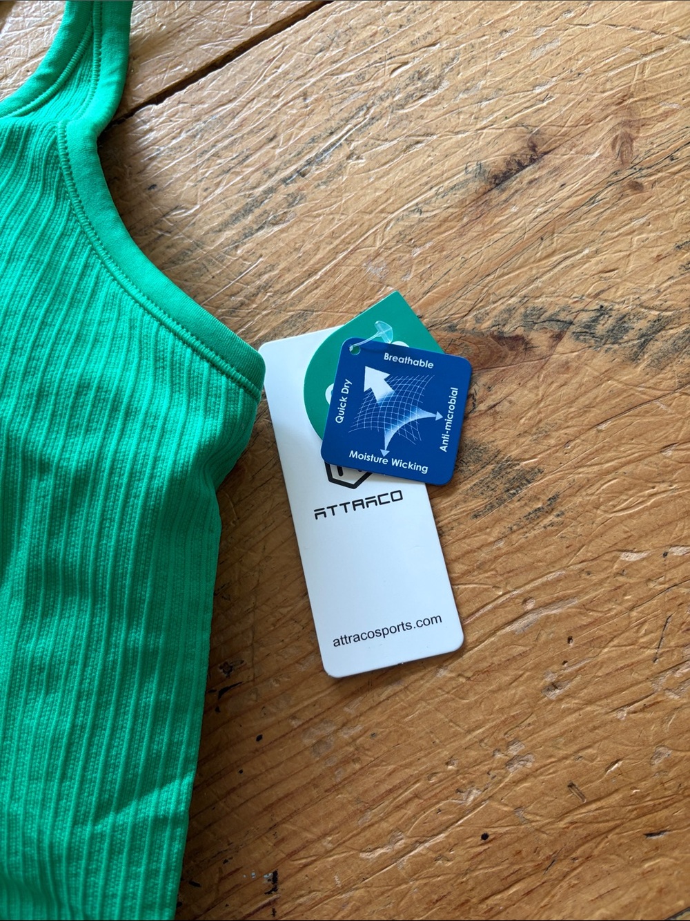 Ribbed Racerback Crop Tank in Bright Green - Picture 2 of 4